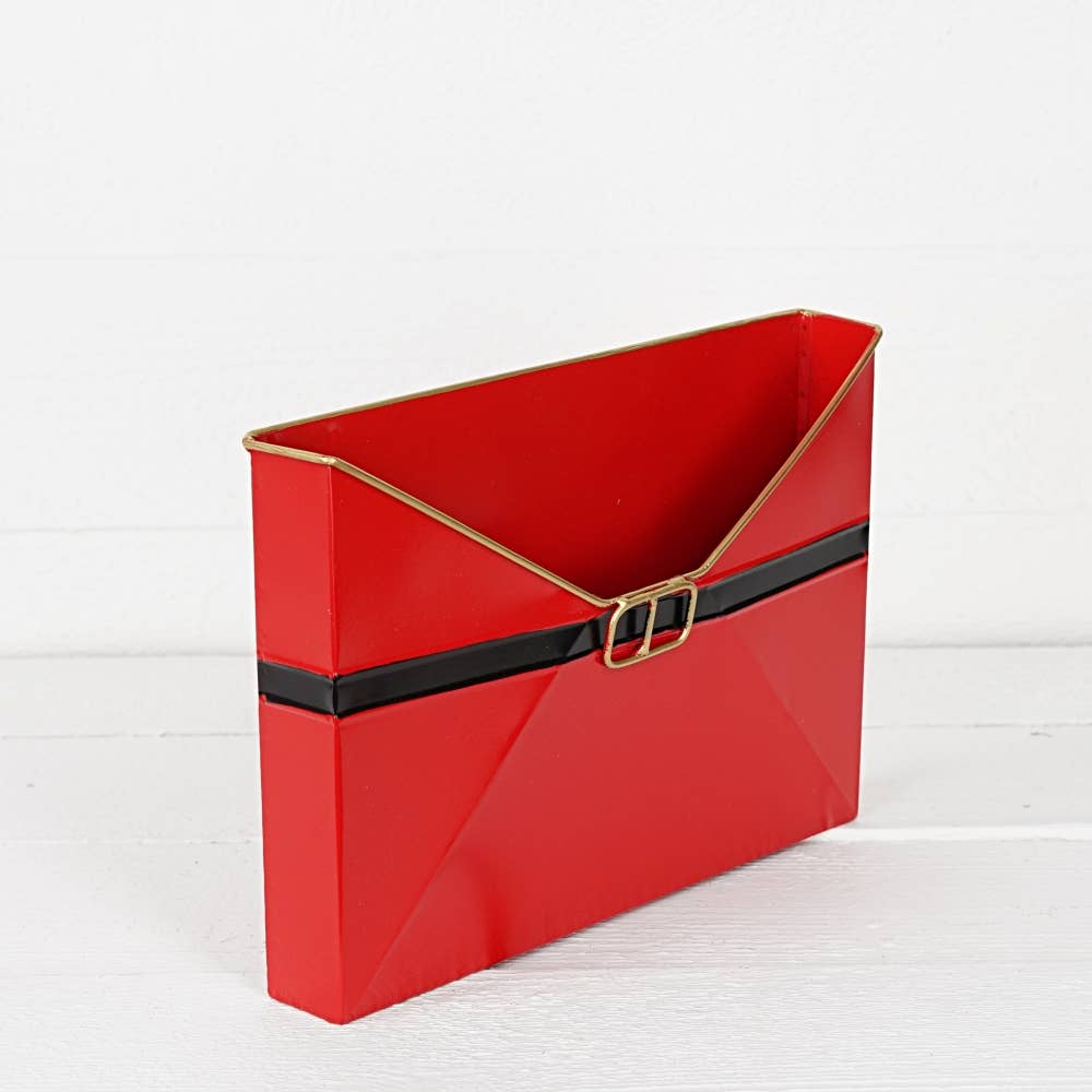 M32617-Red Santa's Envelop metal basket