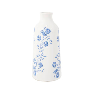 7.13" Everyday Blue Floral Print Ceramic Vase