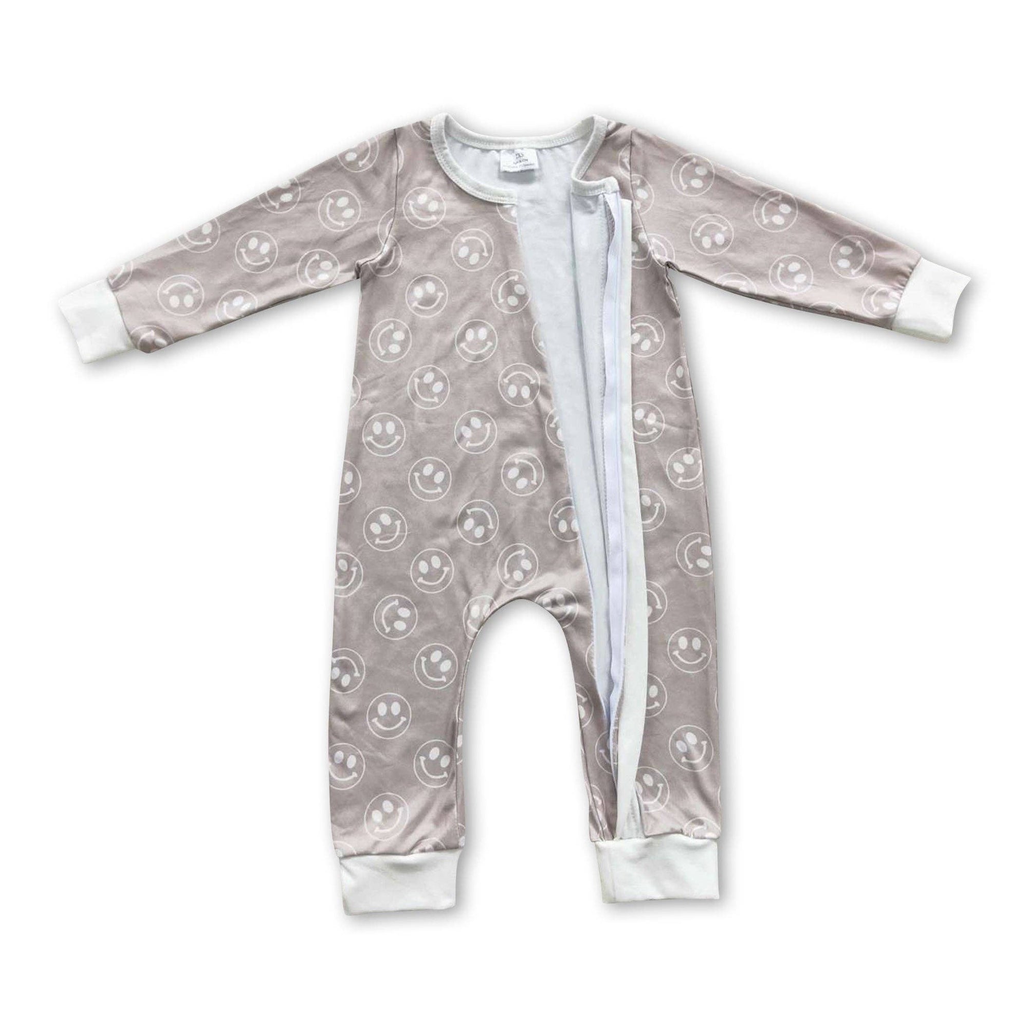 Smile long sleeves baby kids zipper romper: 2T