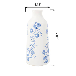 7.13" Everyday Blue Floral Print Ceramic Vase