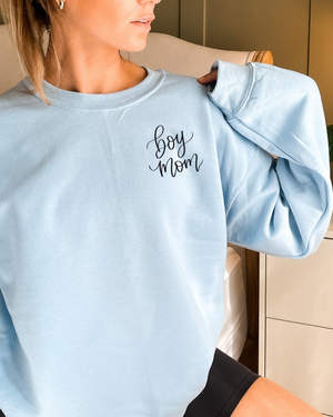 Boy Mom Embroidered Sweatshirt