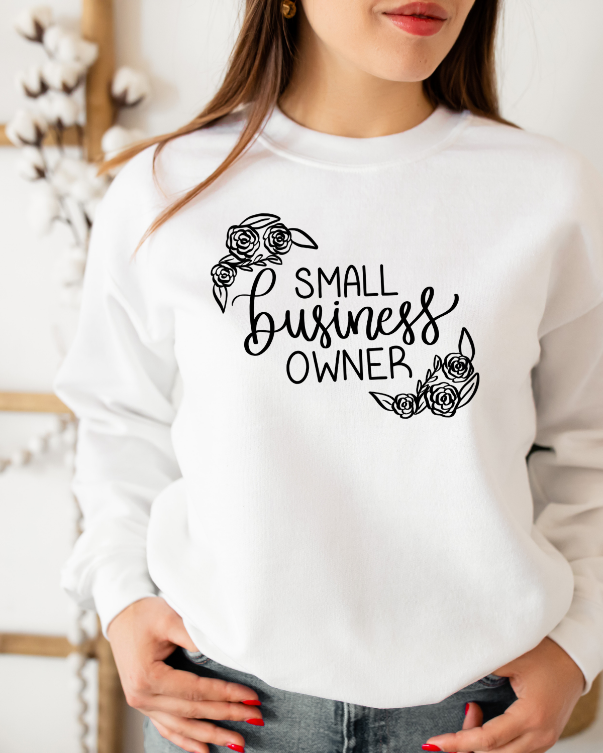 Small Business Owner Floral Crewneck Sweatshirt