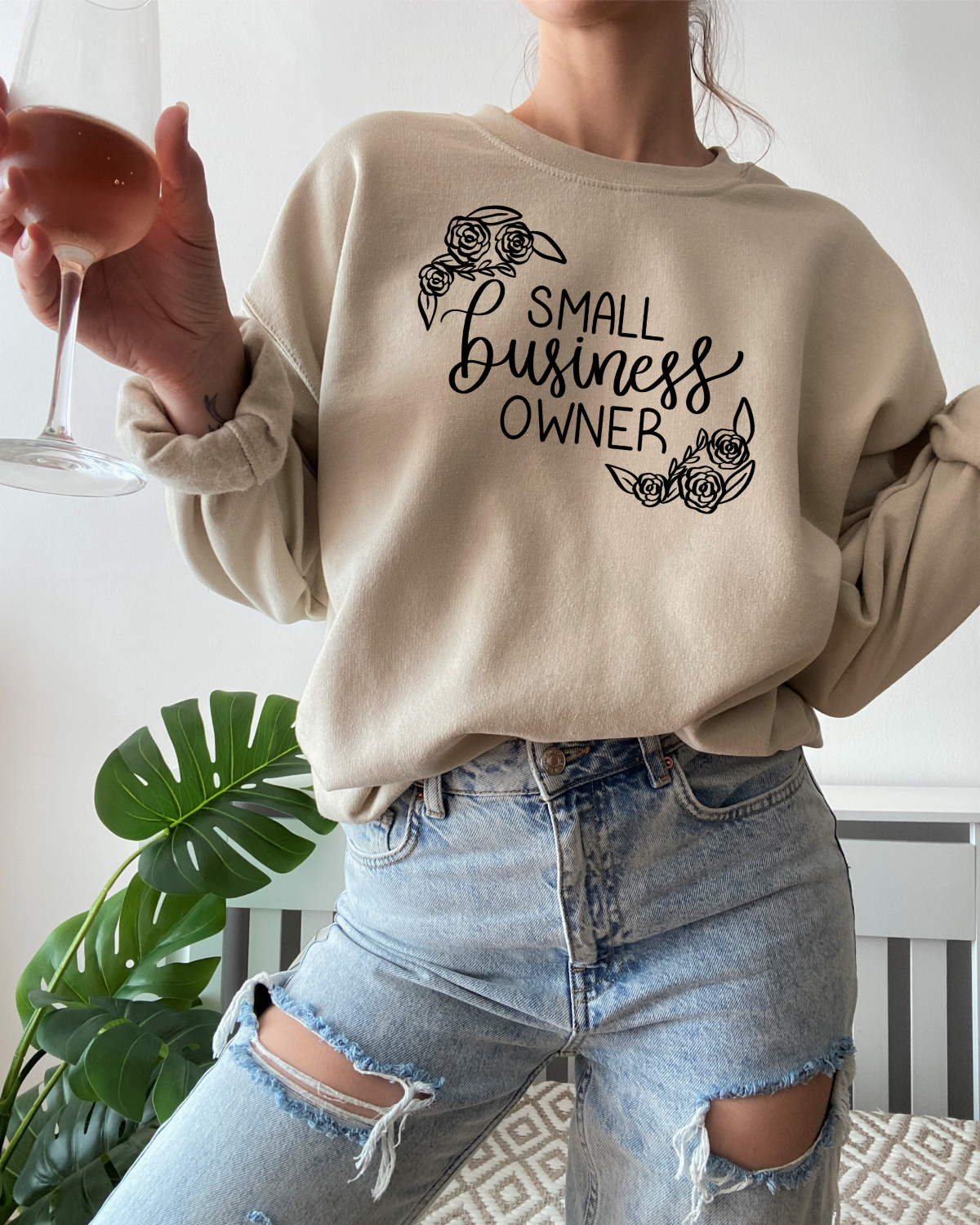 Small Business Owner Floral Crewneck Sweatshirt
