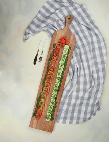 Slim Acacia Wood Cutting Board with Handle