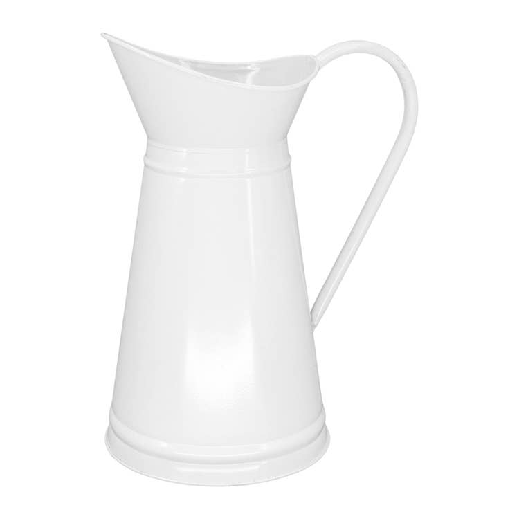 White Metal Pitcher - 8.66 x 6 x 10.8 in