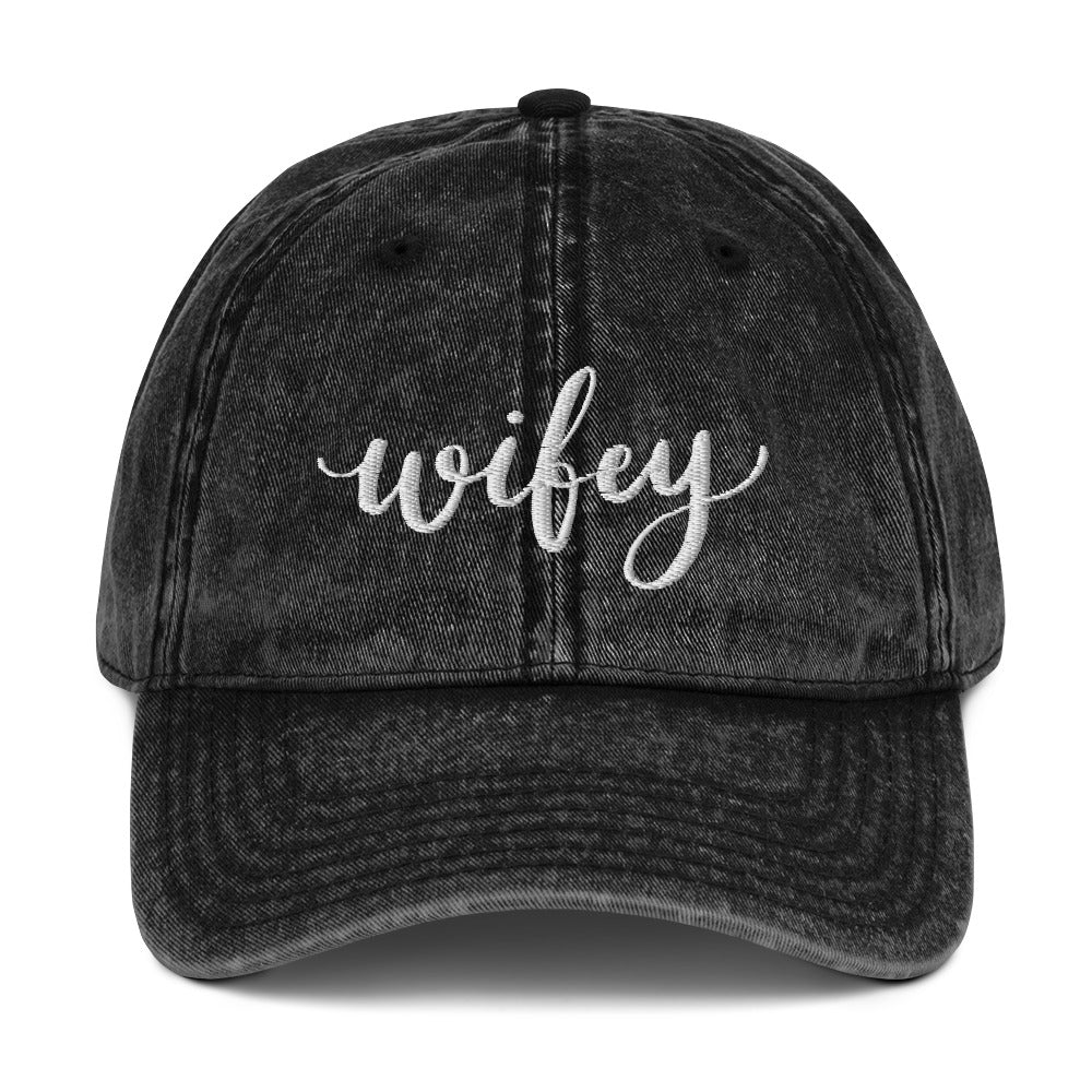 Wifey Embroidered Denim Twill Hat