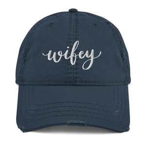 Distressed Embroidered Wifey Hat
