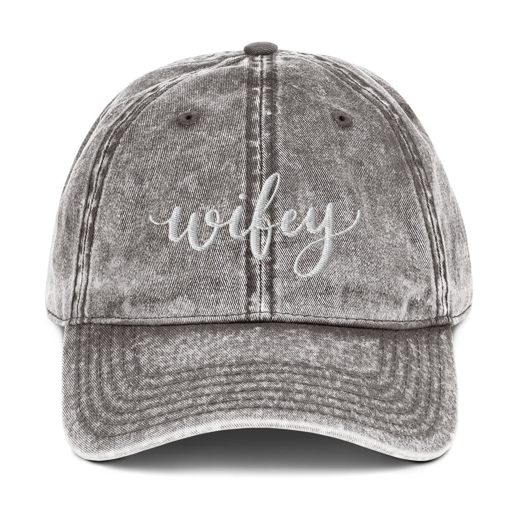 Wifey Embroidered Denim Twill Hat