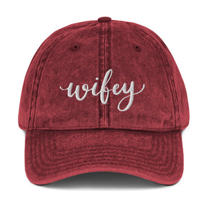 Wifey Embroidered Denim Twill Hat